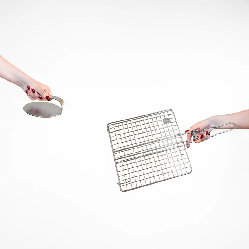 Set BBQ Griglia con Pressa Burger Inox ChefBBQ