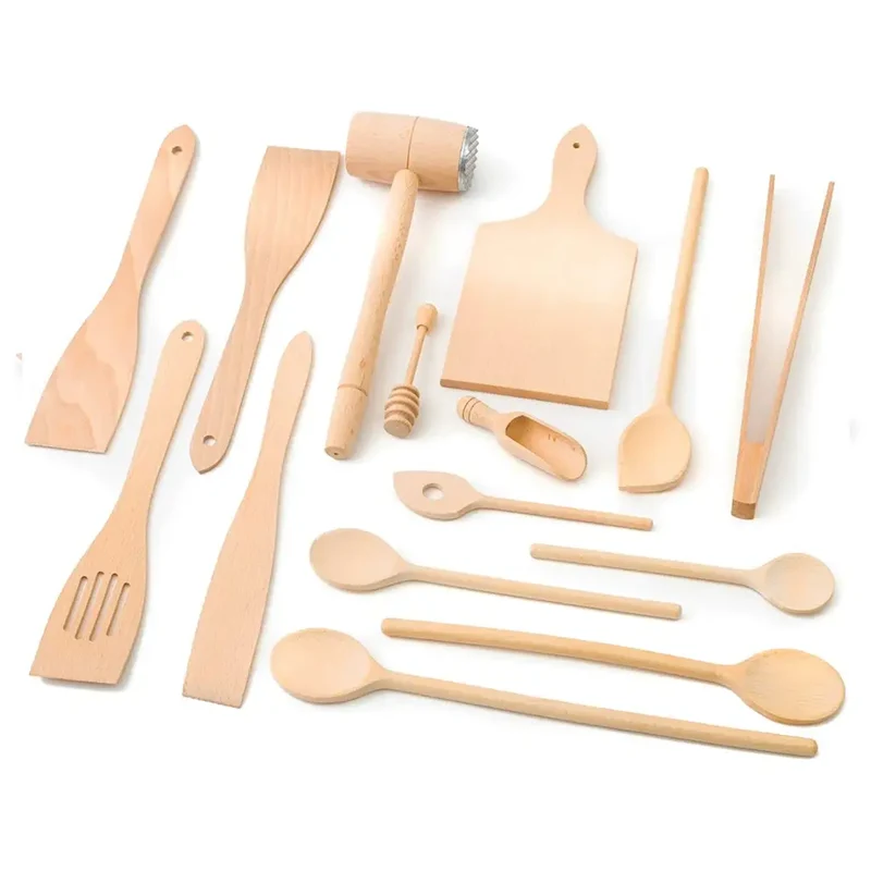 15-Piece Beechwood Kitchen Utensil Set