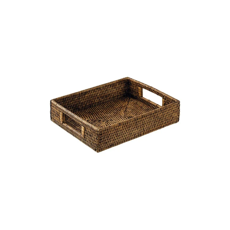 32.5x26.5 cm - Radici Vassoio Rettangolare In Rattan