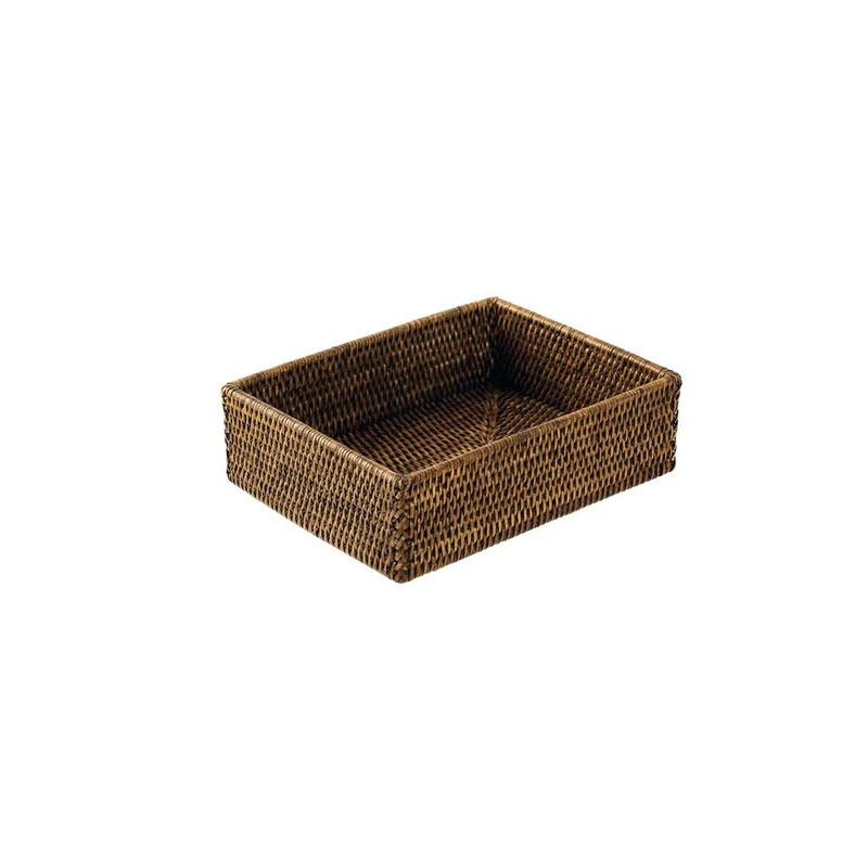 26.5x20.5 cm - Radici Contenitore Rettangolare In Rattan