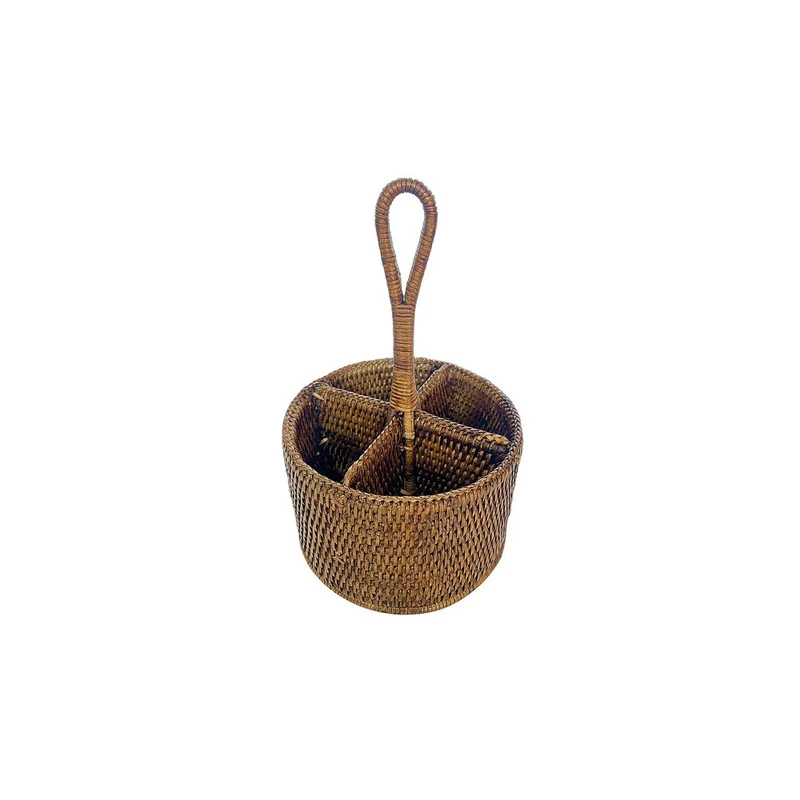 20 cm - Radici Contenitore Rotondo In Rattan