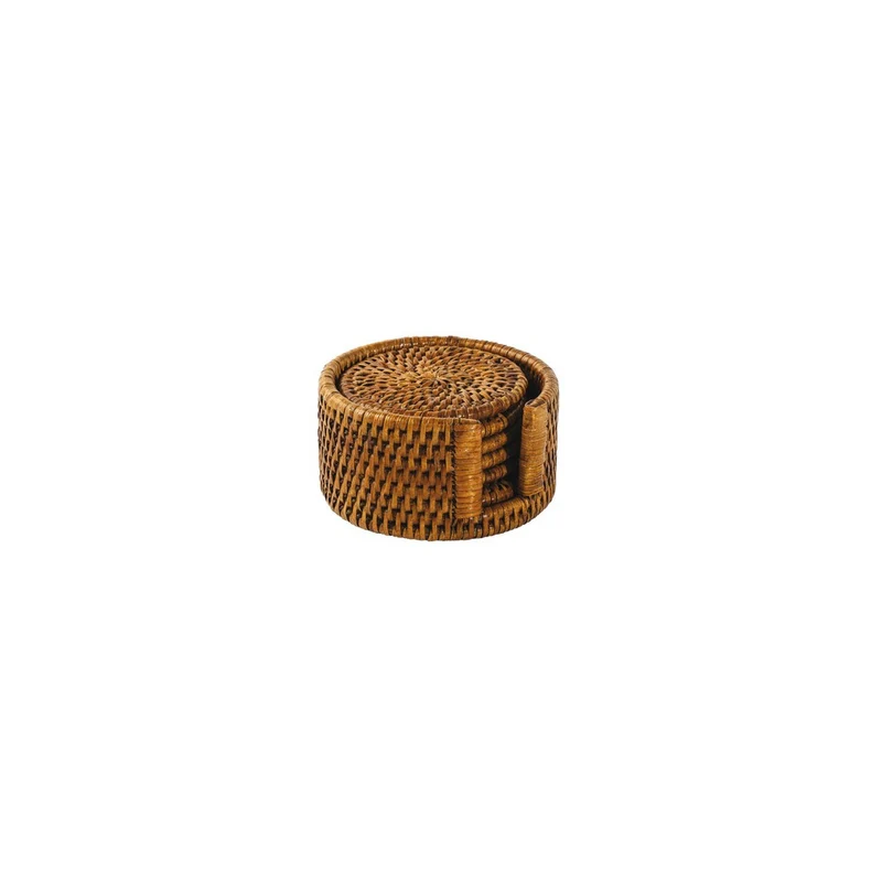 12 cm - Radici Sottobicchiere Rotondo In Rattan