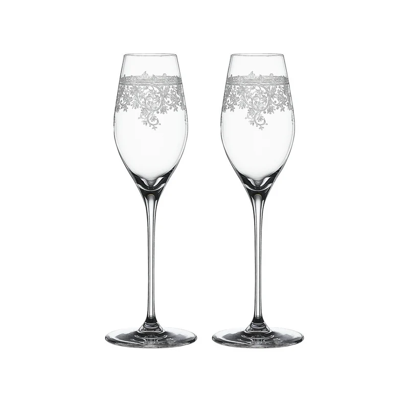 30 cl - Arabesque Calice Flute Champagne In Vetro Cristallino - Set 2 Pz