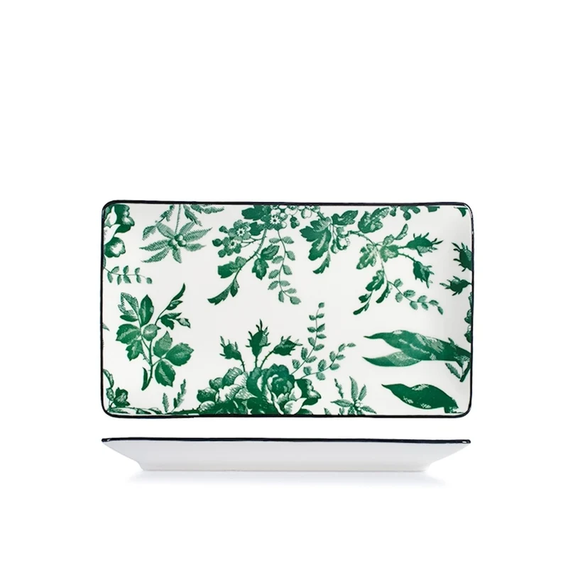 23x13 cm - Margaret Piatto Vassoio Rettangolare In Porcellana - Set 6 Pz