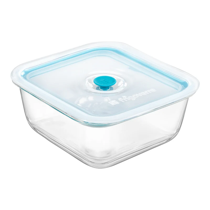 18x18 cm - Frigoverre Smart Contenitore Per Alimenti Quadrato Con Valvola Salva Freschezza In Vetro