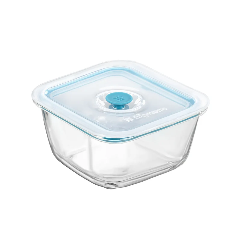 14x14 cm - Frigoverre Smart Contenitore Per Alimenti Quadrato Con Valvola Salva Freschezza In Vetro