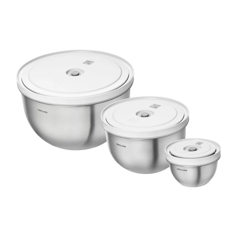 Fresh & Save Set Ciotole Con Coperchi per Sottovuoto In Acciaio Inox - Set 6 Pz