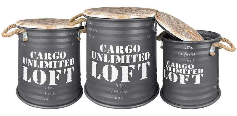 Set 3 Pouf Contenitori Acciaio Salotto Il Gruppone