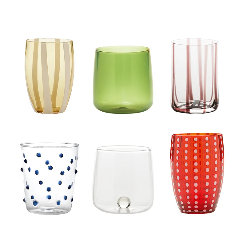 Meltin Pot Spritz Berry Bicchieri Acqua Linee e Colori Assortiti In Vetro - Set 6 Pz