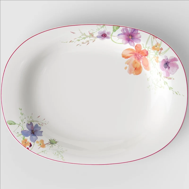 34x26 cm - Mariefleur Basic Piatto Presentazione Vassoio In Porcellana Premium