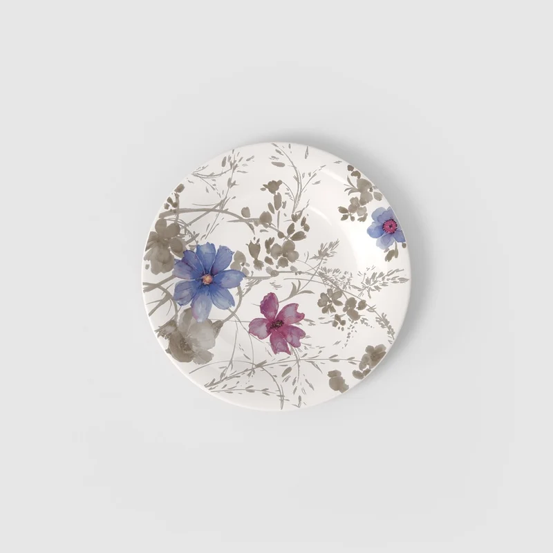 21.5 cm - Mariefleur Gris Basic Piatto Dessert In Porcellana Premium - Set 6 Pz