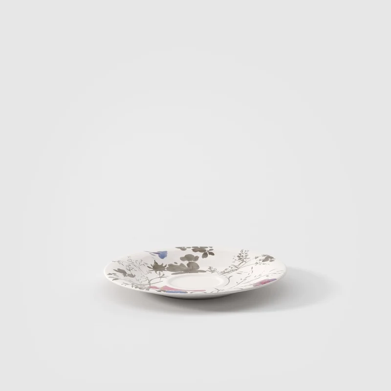 19 cm - Mariefleur Gris Basic Piattino Tazza Cappuccino In Porcellana Premium - Set 6 Pz