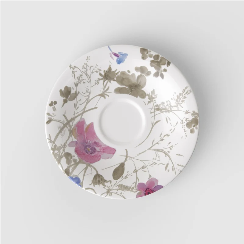 16.7 cm - Mariefleur Gris Basic Piattino Tazzina Caffè In Porcellana Premium - Set 6 Pz
