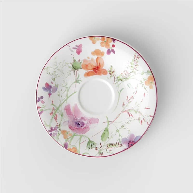 16.7 cm - Mariefleur Basic Piattino Tazza Tè In Porcellana Premium - Set 6 Pz
