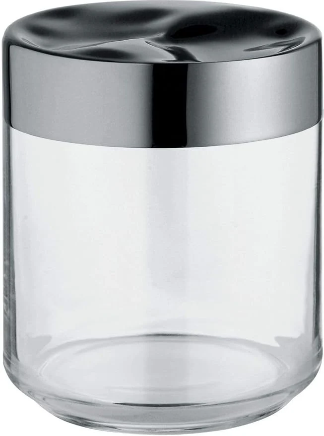 Alessi "Julieta" LC08 barattolo ermetico da cucina di design, corpo in vetro con coperchio in acciaio inossidabile 18/10, 75 cl