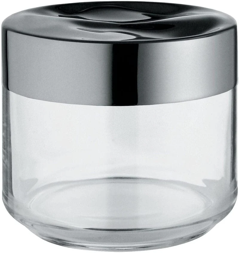 Alessi "Julieta" LC07 barattolo ermetico da cucina di design, corpo in vetro con coperchio in acciaio inossidabile 18/10, 50 cl