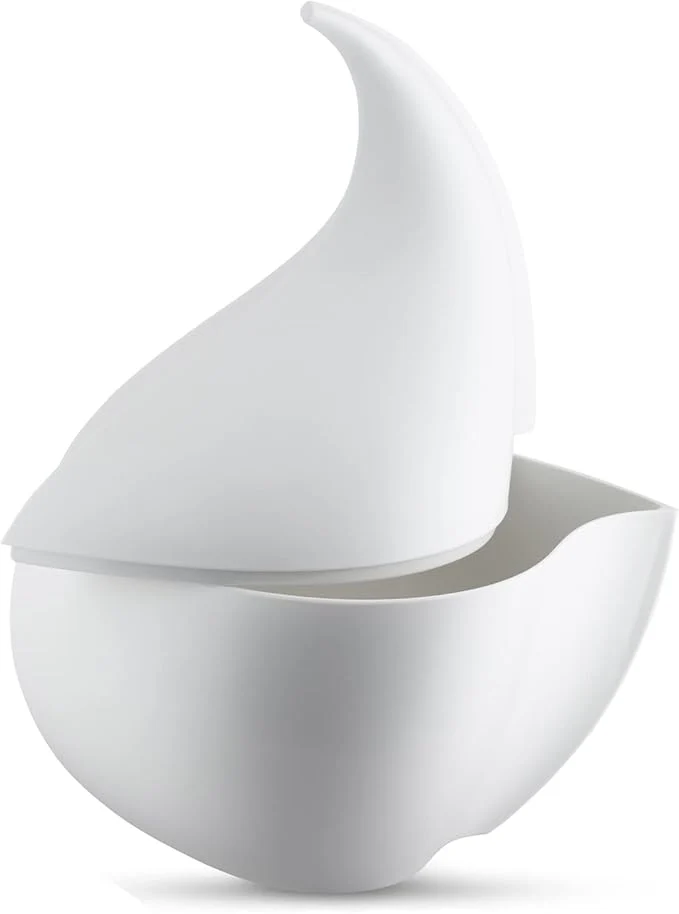 Alessi "Nunziatella" set contenitore e mestolo forato di design per servire le mozzarelle, in resina termoplastica, bianco
