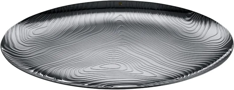 Alessi "Veneer", vassoio di design, in acciaio inossidabile 18/10 con decoro in rilievo