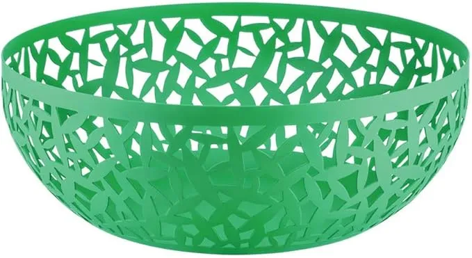 Alessi "Cactus" fruttiera di design traforata in acciaio colorato con resina epossidica, verde, 29 cm