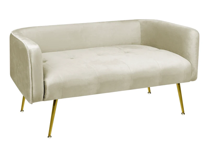 Divano in Velluto Gambe In Acciaio Color Oro Divanetto 2 Persone 126x49x57 cm Il Gruppone