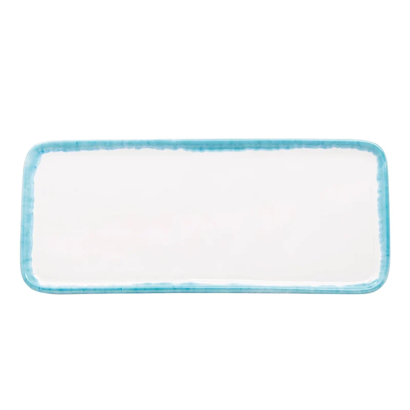 26.5x11.5 cm - Petit Vassoio Rettangolare Fatto a Mano In Ceramica - Set 2 Pz