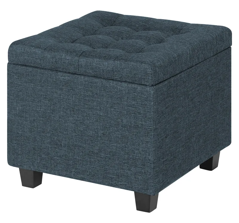 Pouf Poggiapiedi Cubico XXL Con Contenitore Integrato Cubo Imbottito Lino 45Cm Il Gruppone