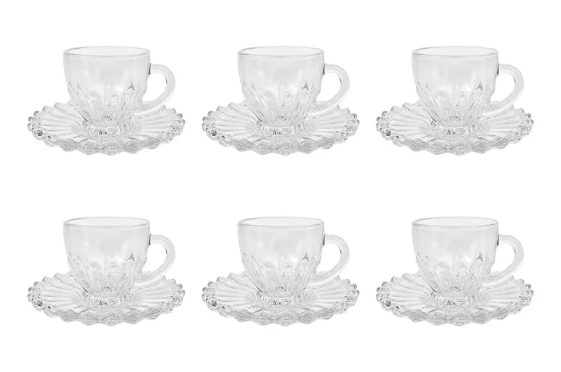 Set 6 Tazzine Caffè 110 ml in Vetro con Piattino Modello Lipsia Il Gruppone