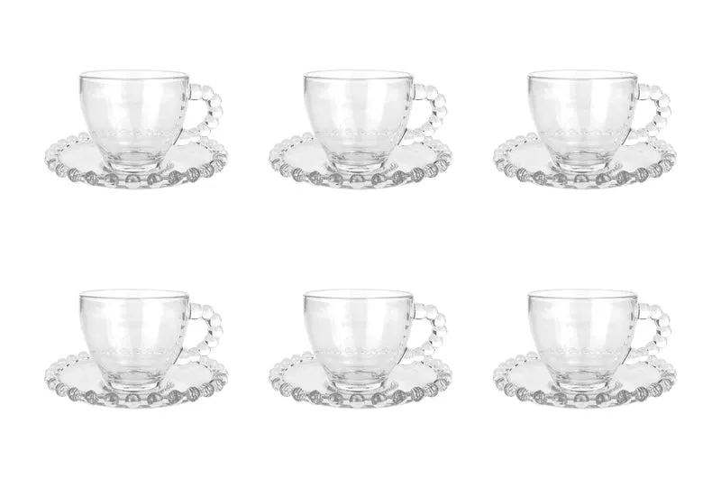Set 6 Tazzine Caffè 85 ml in Vetro con Piattino Modello Amburgo Il Gruppone