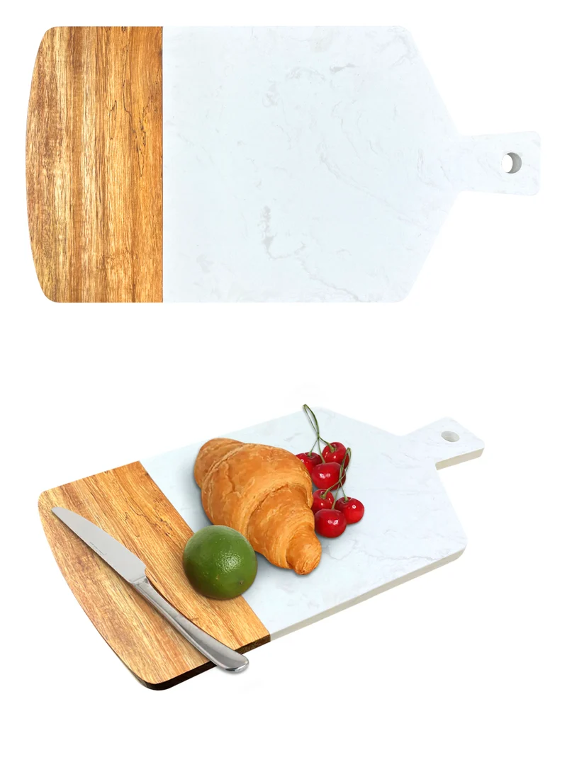 Tagliere Rettangolare 38×20 cm Effetto Marmo e Legno Certificato per Alimenti Il Gruppone