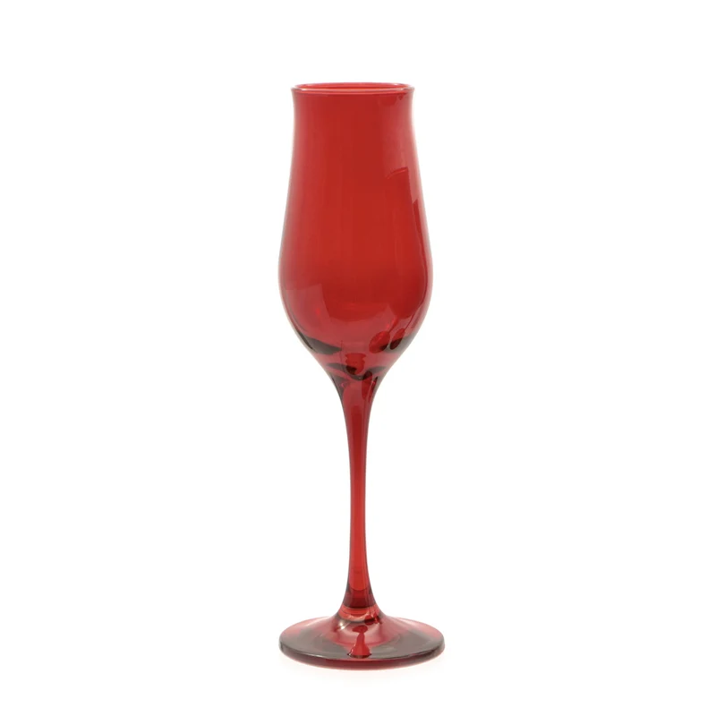 19 cl - Wavy Red Calice Flute In Vetro Colorato Set 6 Pz