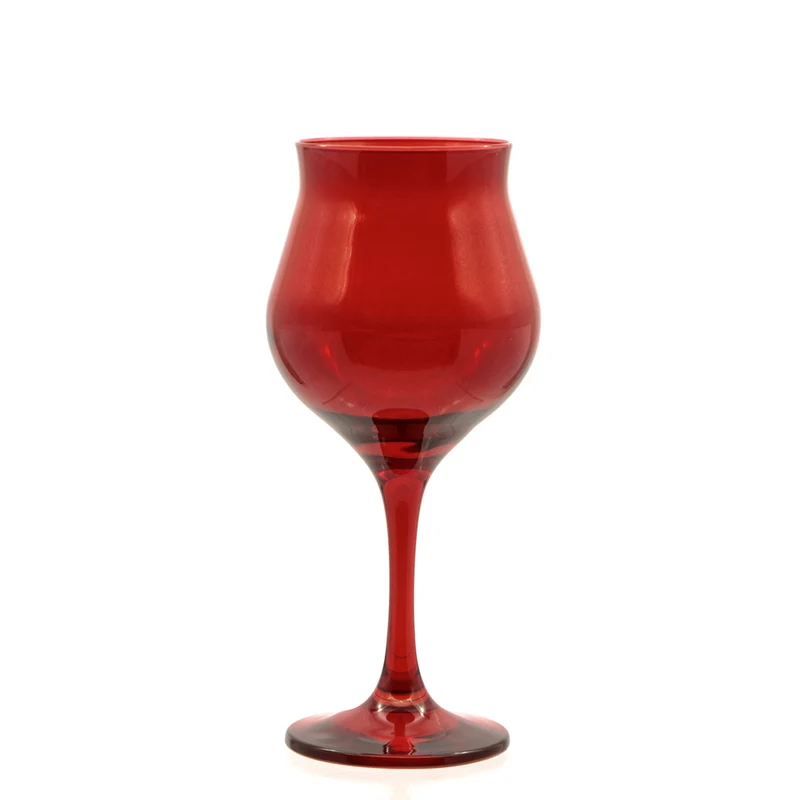 30.5 cl - Wavy Red Calice Vino Bianco In Vetro Colorato Set 6 Pz
