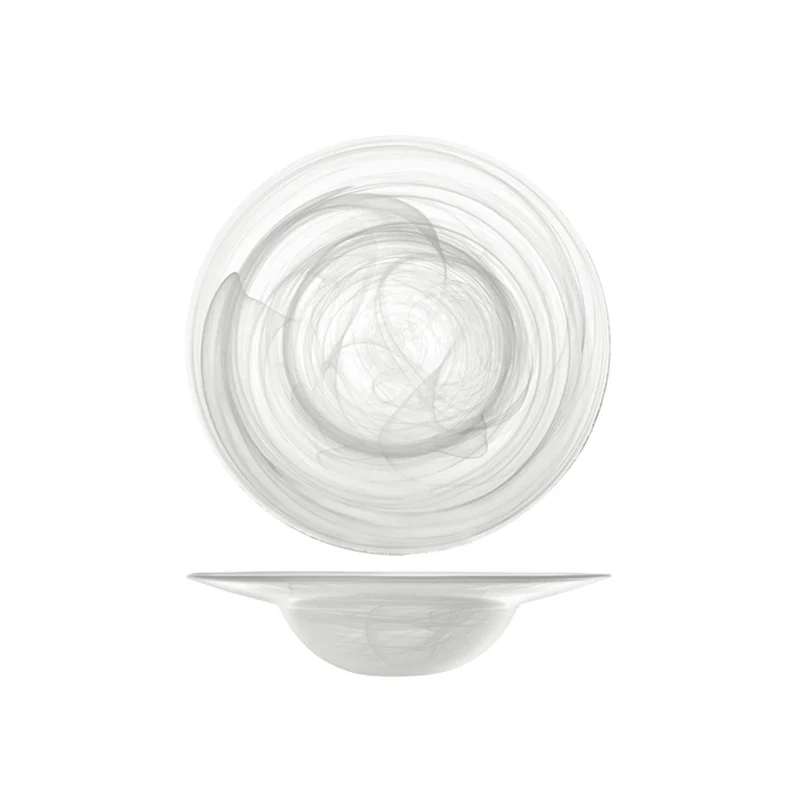 26 cm - Alabastro Piatto Pasta In Vetro - Set 4 Pz