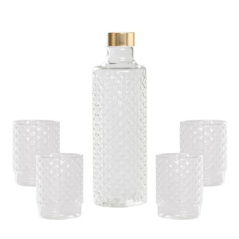 Isolano Set Bicchieri e Bottiglia In Vetro Borosilicato - Set 5 Pz