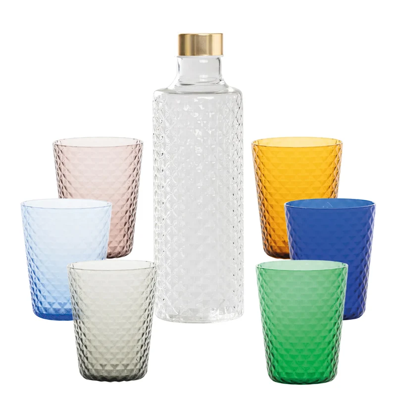 Isolano Set Bicchieri e Bottiglia In Vetro Borosilicato - Set 7 Pz