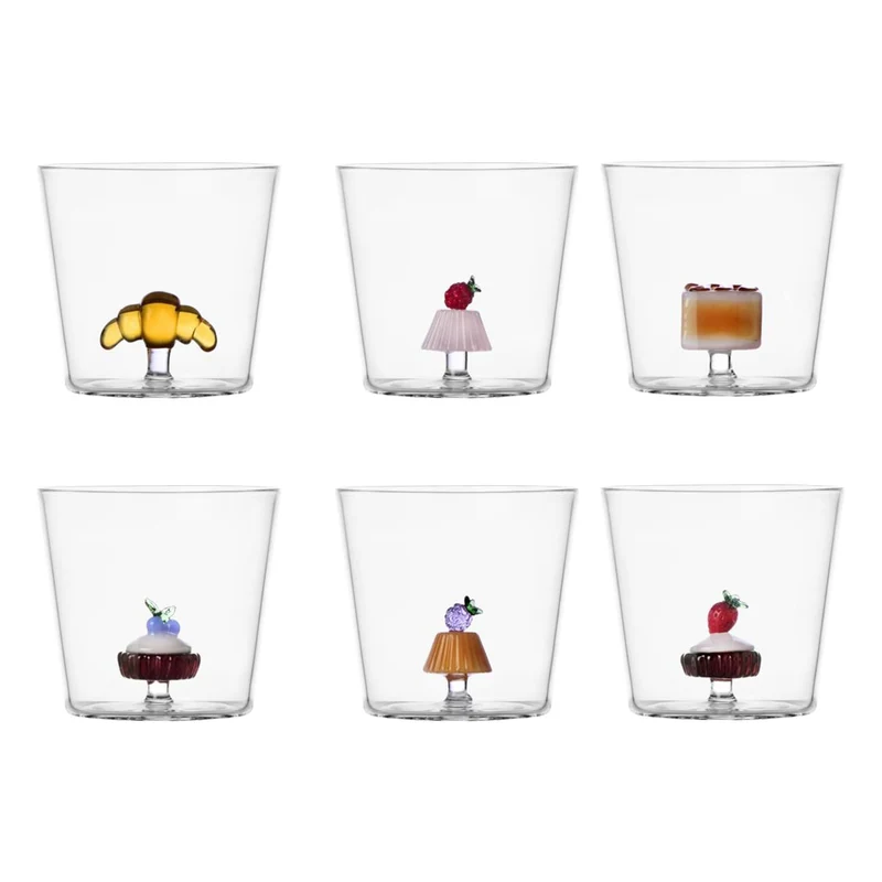 30 cl - Pâtisserie Tumbler Bicchiere Acqua In Vetro Borosilicato - Set 6 Pz