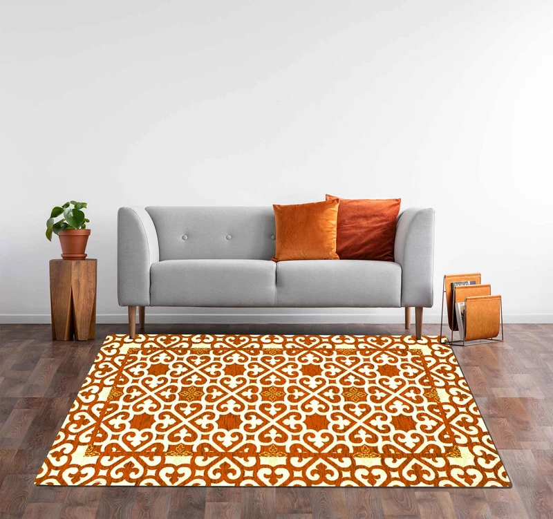 Tappeto Arredo Moderno in Ciniglia Antiscivolo Made in italy Arabic Ruggine Il Gruppone