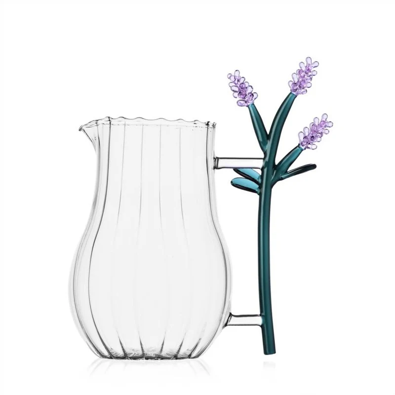 1.75 Litri - Botanica Fiore Blu Brocca In Vetro Borosilicato