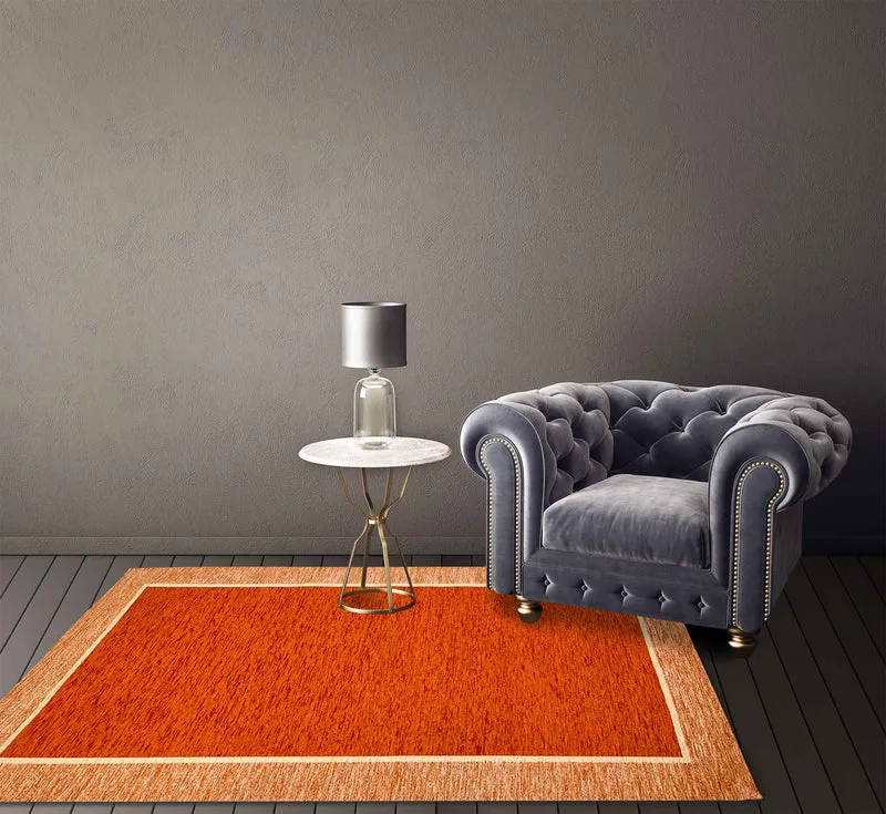 Tappeto Arredo Moderno Antiscivolo in Ciniglia Made in italy Cotone Roma Ruggine