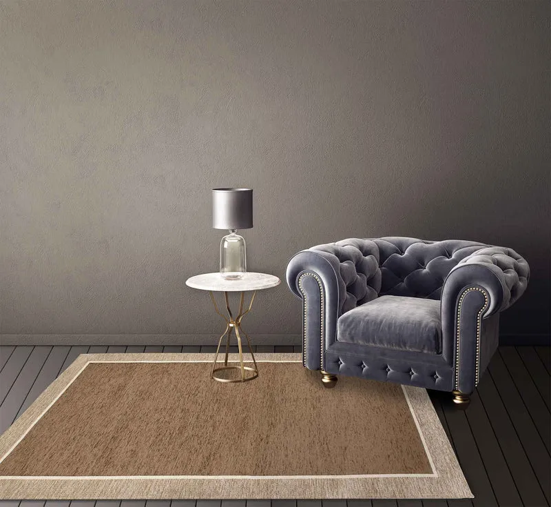 Tappeto Arredo Moderno Antiscivolo in Ciniglia Made in italy Cotone Roma FangoScuro