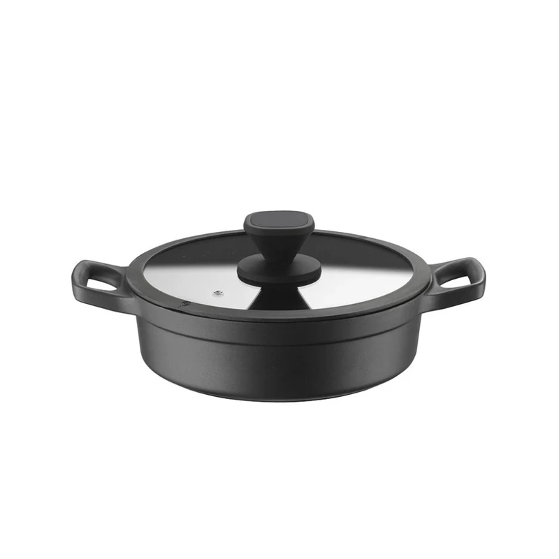 Pro Casseruola Bassa Con Coperchio In Alluminio Antiaderente