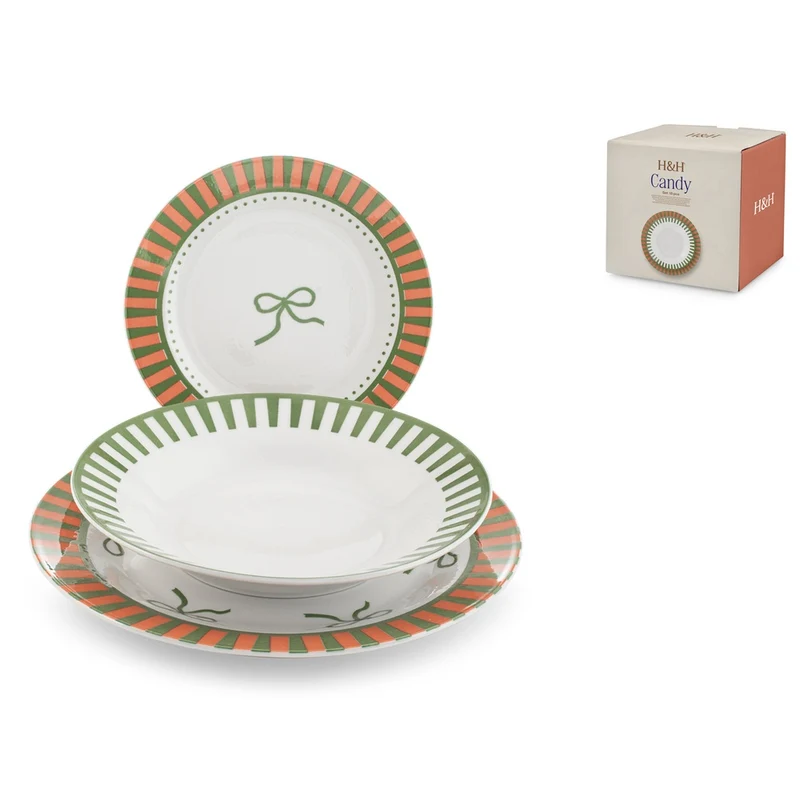 Candy Servizio Piatti In Porcellana - Set 18 Pz