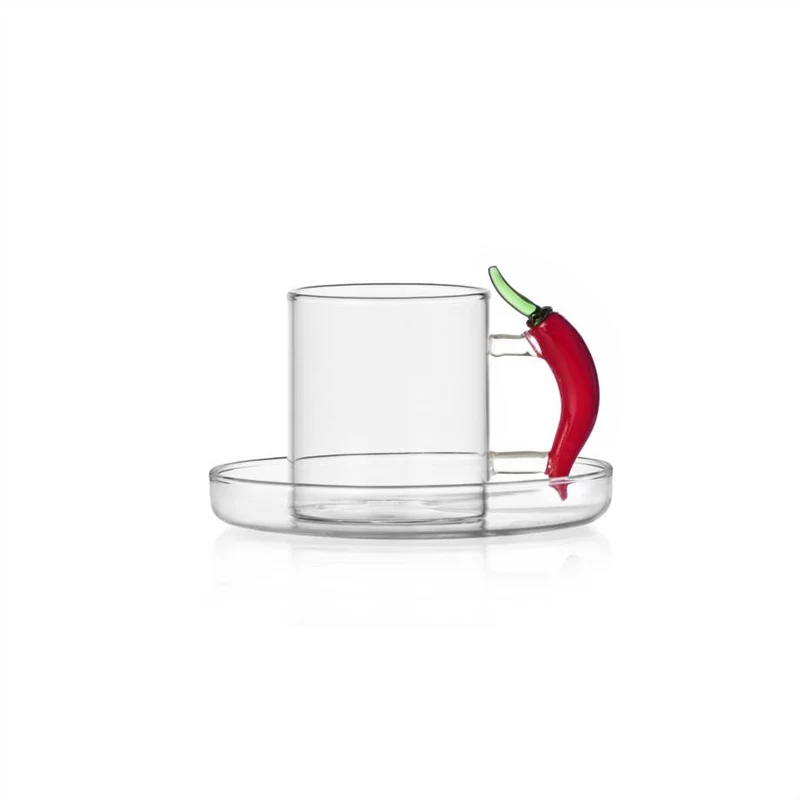 30 cl - Vegetables Tazza Caffè Con Piattino In Vetro Borosilicato