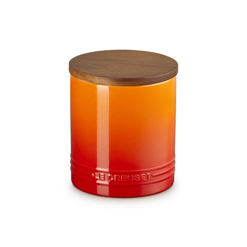 1.1 L - Evolution Barattolo In Gres Vetrificato Con Coperchio In Legno
