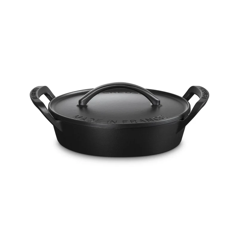 28 cm - BBQ Outdoor Tegame Basso Rotondo In Ghisa Vetrificata
