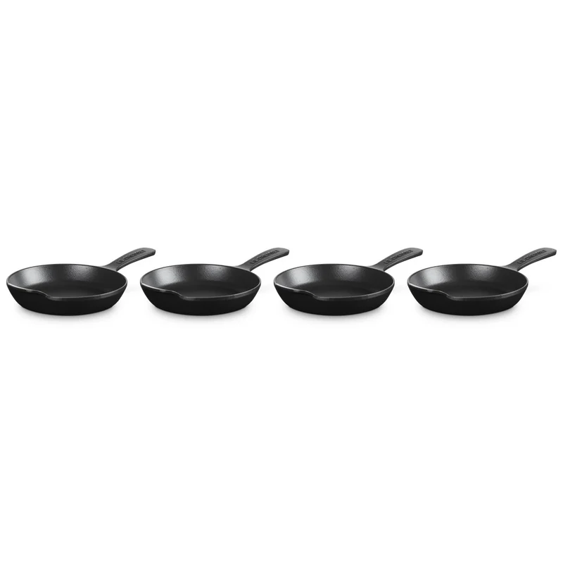 15 cm - Gourmand Mini Padella Doppio Becco In Ghisa Vetrificata Set 4 Pz