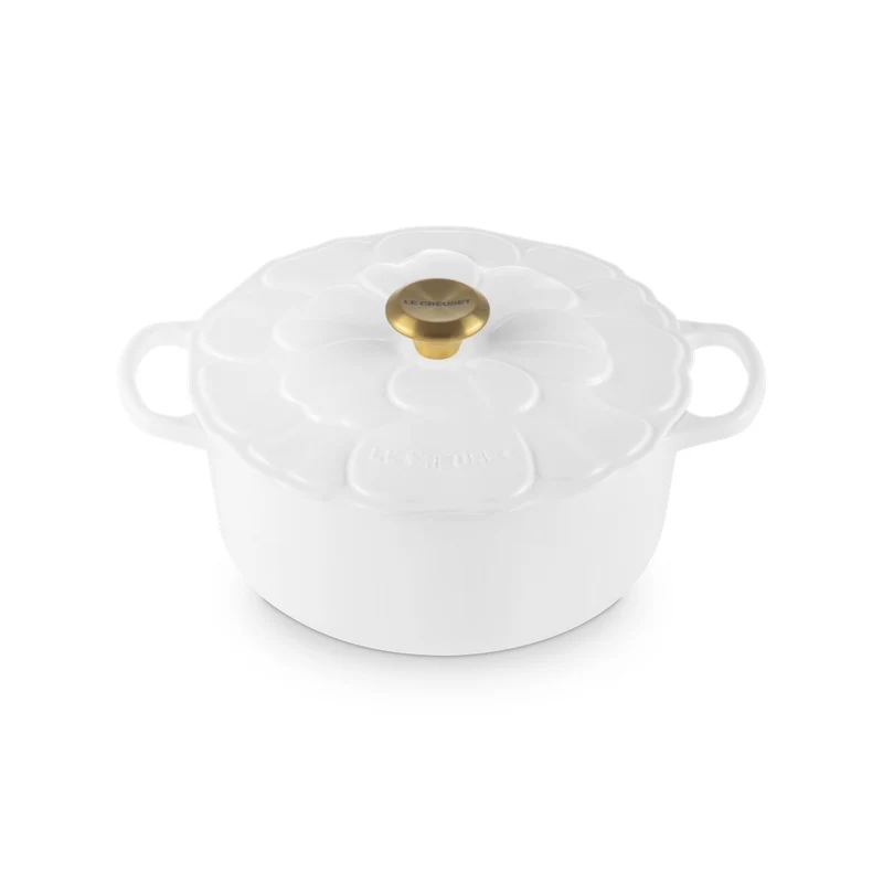 26 cm - Evolution Cocotte Rotonda Con Coperchio a Fiore In Ghisa Vetrificata