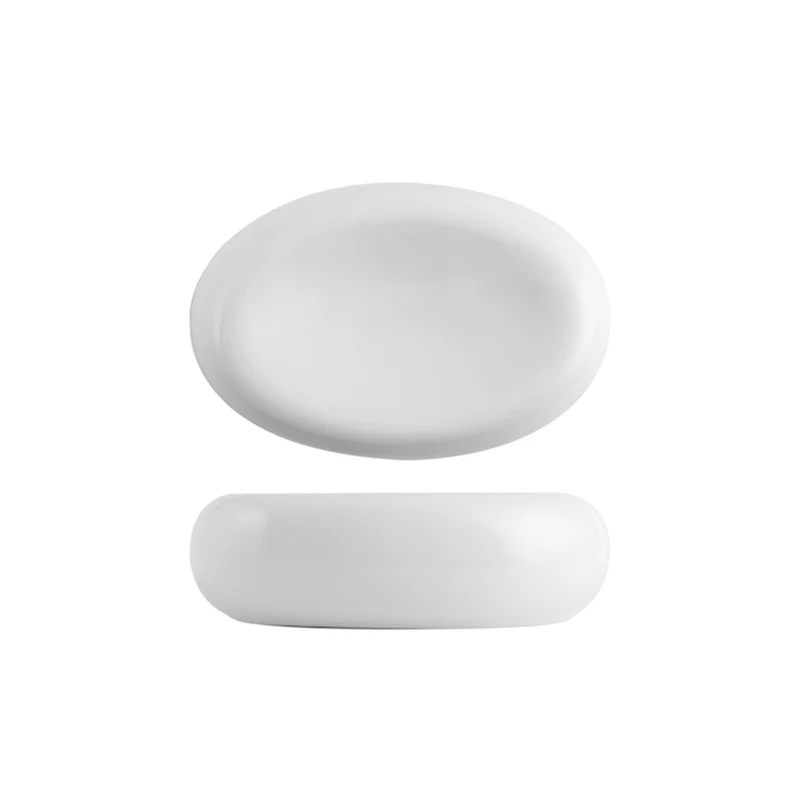 15x10 cm - Cloud Piatto Presentazione Ovale In Porcellana Set 4 Pz