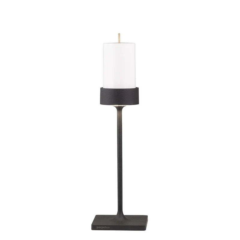 8.7 x H.30.6 cm - Perpetua Midi Lampada Da Tavolo Dimmerabile In Alluminio