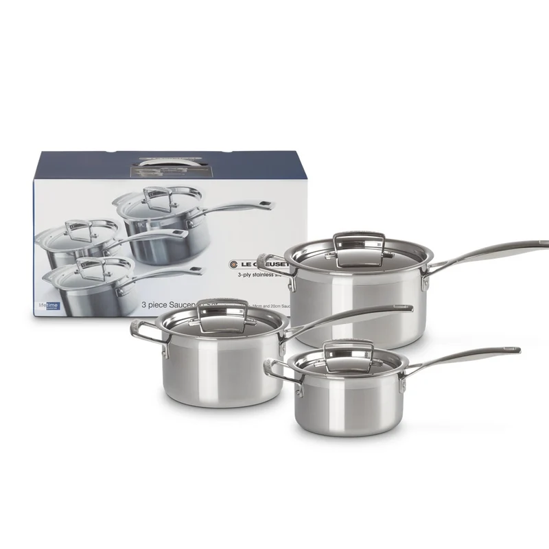 Set Casseruole e Padelle 3-Ply In Acciaio Inox Set 3 Pz