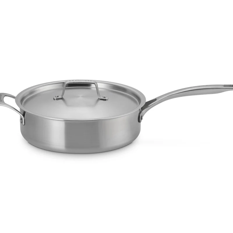 Essential Acciaio Inox Padella Alta Sautè Con Coperchio e Manico Lungo In Acciaio Inox